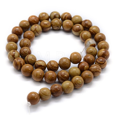 Natural Wood Lace Stone Beads Strands G-G763-05-10mm-1