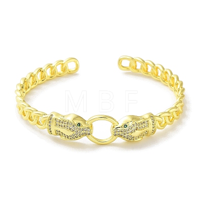 Snake Brass Micro Pave Clear Cubic Zirconia Cuff Bangles for Women BJEW-Z061-19G-1