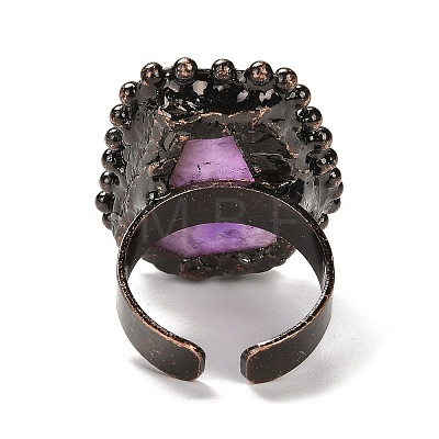 Natural Amethyst Open Cuff Ring RJEW-M166-03R-B-1