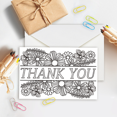 AHADERMAKER 1 Set Thank You Theme Coloring Paper Greeting Cards Sets AJEW-GA0007-26B-1