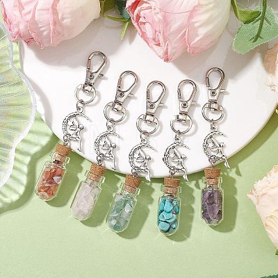 Glass Wishing Bottle with Gemstone Chip inside Pendant Decorations GG-CJ47ED-1