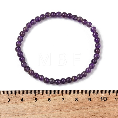 Natural Amethyst Round Bead Stretch Bracelets X-BJEW-L594-B08-1