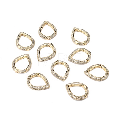Brass Micro Pave Clear Cubic Zirconia Spring Gate Rings ZIRC-F120-009G-1