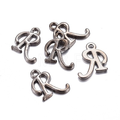 Gunmetal Plated Alloy Letter Pendants PALLOY-P097-03-R-1