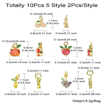 10Pcs 5 Styles Brass Charms KK-CJ0001-73-1