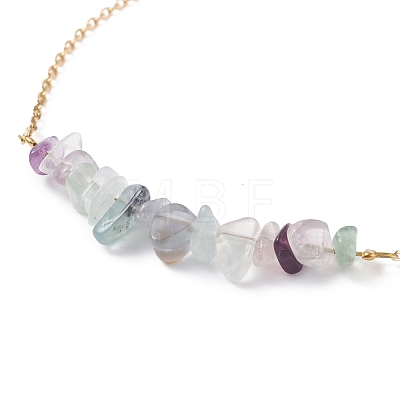 2Pcs 2 Color Natural Fluorite Chips Beaded Anklets Set with 304 Stainless Steel Cable Chains AJEW-AN00481-02-1