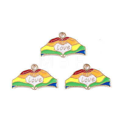 Rainbow Color Pride Alloy Enamel Pendants ENAM-K067-17-1