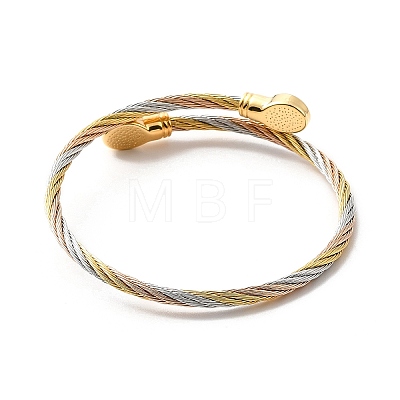 Ion Plating(IP) 304 Stainless Steel Twist Rope Cuff Bangle BJEW-P283-19G-1