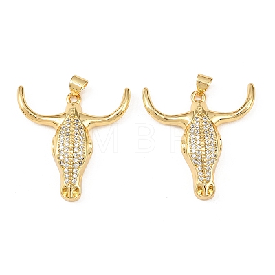 Brass Micro Pave Clear Cubic Zirconia Pendants KK-F919-31B-G-1