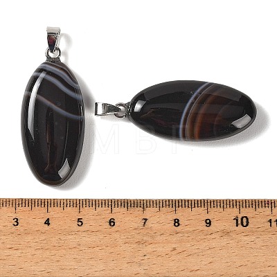 Dyed & Heated Natural Black Banded Agate Pendants GG-CBACB71-01P-05-1