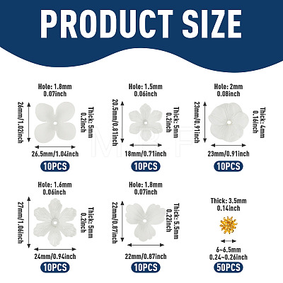 50Pcs 5 Styles Transparent Acrylic Bead Caps MACR-TA0002-88-1
