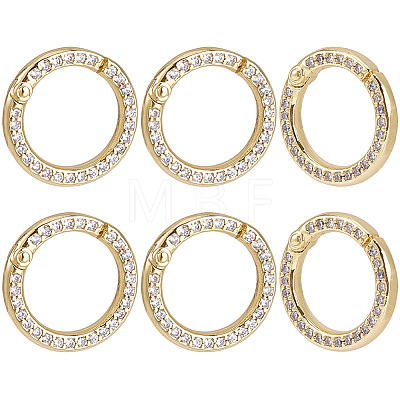 6Pcs Brass Micro Pave Clear Cubic Zirconia Twister Clasps KK-SC0008-22-1