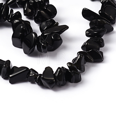 Natural Obsidian Chip Bead Strands X-F079-1