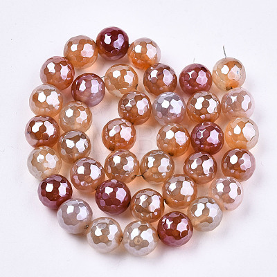 Electroplate Natural Agate Beads Strands G-T131-55-02-1