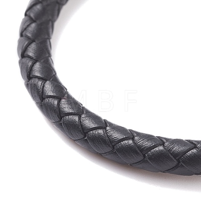Braided Leather Cord Bracelet with Brass S-Hook Clasps for Men Women BJEW-JB07672-1