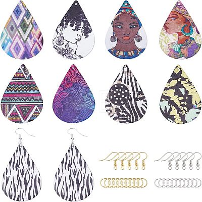  DIY Wooden Printing Dangle Earring Making Kits DIY-NB0005-67-1