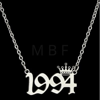Crown Birth Year 201 Stainless Steel Pendant Necklaces for Women FS-WG4E8F2-55-1