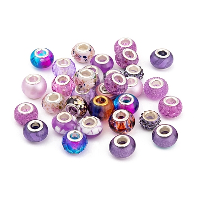 80Pcs 20 Style Rondelle European Beads Set for DIY Jewelry Making Finding Kit DIY-LS0004-10D-1