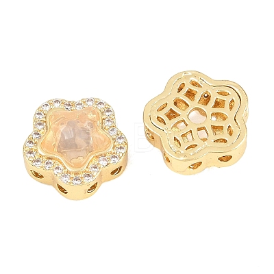 Brass Clear Cubic Zirconia Beads KK-B186-01G-02-1
