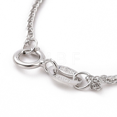 Rhodium Plated 925 Sterling Silver Wheat Chains Necklace for Women STER-I021-03A-P-1