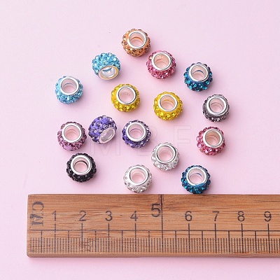 Polymer Clay Rhinestone European Beads CPDL-JP0001-01-1