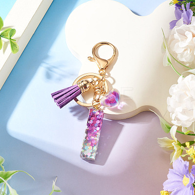 Alloy Resin Heart Keychains KEYC-TADJ0002-01G-I-1