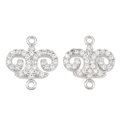 Brass Micro Pave Clear Cubic Zirconia Connector Charms CU-CBA7BFE-03A-P-1