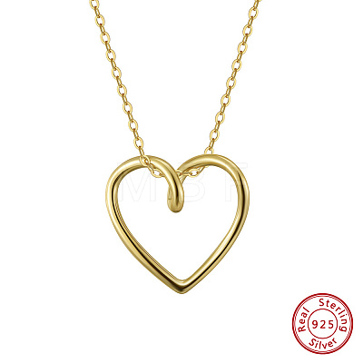 925 Sterling Silver Heart Pendant Necklaces for Women NJEW-C087-04G-1