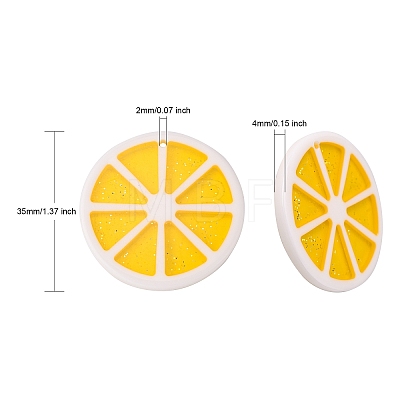 Hawaii Lemon Slice Resin Glitter Powder Pendants X-RESI-R337-5-1