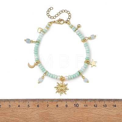 304 Stainless Steel Sun Moon Charm Bracelets BJEW-JB14311-1