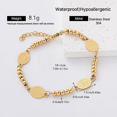 304 Stainless Steel Oval with Religion Virgin Link Bracelets for Women YL3658-2-1