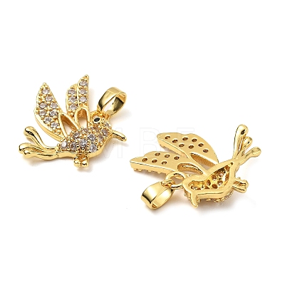 Brass Micro Pave Clear Cubic Zirconia Pendants KK-G533-07D-G-1