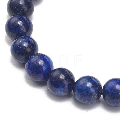 Natural Gemstone Round Beaded Stretch Bracelet with Bullet Charms for Women BJEW-JB09018-1