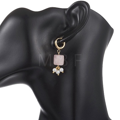 Gemstone Dangle Hoop Earrings EJEW-JE07248-1