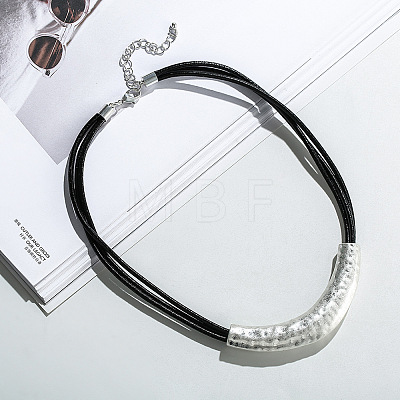 Alloy Curved Tube Pendant Black Cord Multi-strand Necklaces for Women FS-WGCA1C9-01-1