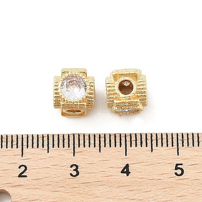 Brass Micro Pave Cubic Zirconia Beads KK-P297-02LG-1