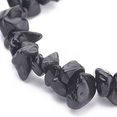 Natural Obsidian Chips Beaded Jewelry Set SJEW-JS01232-01-1