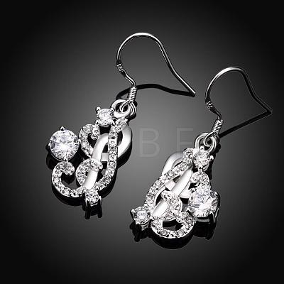 Unique Design Heart with Vine Brass Cubic Zirconia Dangle Earrings EJEW-BB03614-01D-1