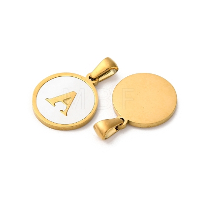 Natural Shell Flat Round with Initial Letter Pendants STAS-I353-01G-1