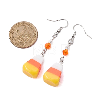 Candy Corn Resin & Glass Dangle Earrings EJEW-JE05862-1