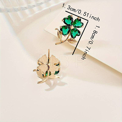 Alloy Rhinestone Clover Stud Earrings for Women FS-WG231BB-01-1
