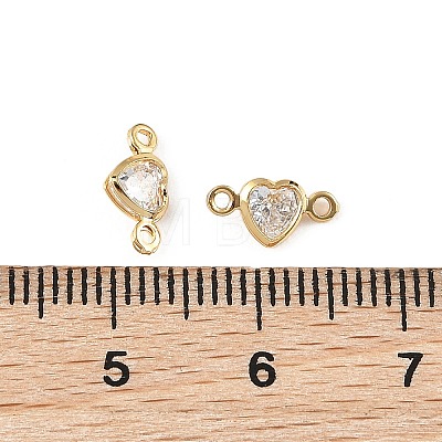 SHEGRACE Brass Pave Clear Cubic Zirconia Heart Connector Charms XGRQ2O671-448G-1