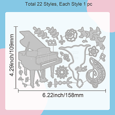 Music Note Theme Carbon Steel Cutting Dies Stencils DIY-WH0309-1269-1