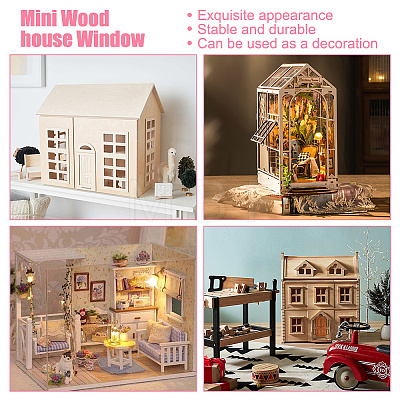 Mini Wood Dollhouse Window Furniture Accessories DJEW-WH0015-112-1