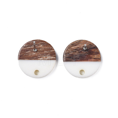 Opaque Resin & Walnut Wood Stud Earring Findings MAK-N032-008A-B06-1