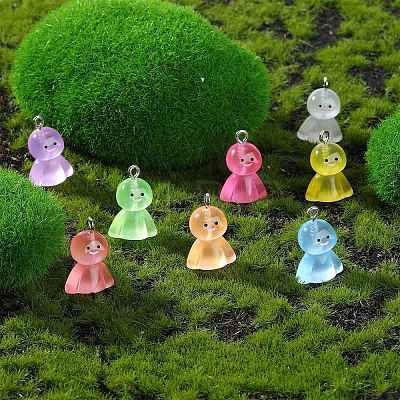 80Pcs 8 Colors Luminous Resin Pendants RESI-SZ0003-48-1