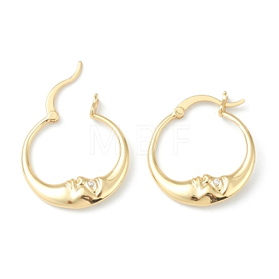 Brass Micro Pave Clear Cubic Zirconia Hoop Earrings KK-H753-01G-1