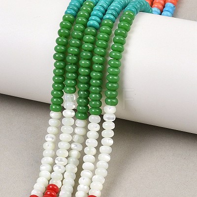 Glass & Natural White Shell & Dyed Howlite Beads Strands G-Z135-C08-2x4mm-1