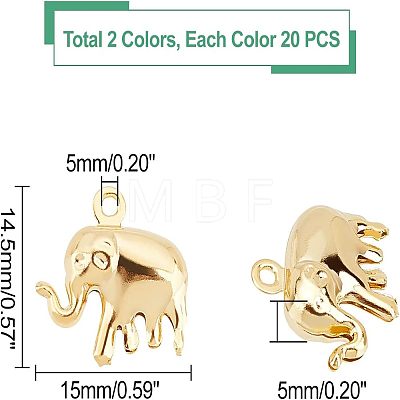 40Pcs 2 Colors 304 Stainless Steel Charms STAS-UN0030-08-1
