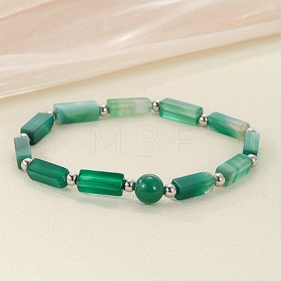 Natural Agate Beaded Stretch Bracelets for Men Women WGE4A78-10-1